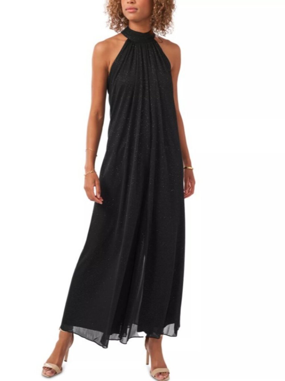 MSK Sleeveless Halter Jumpsuit Solid Black L